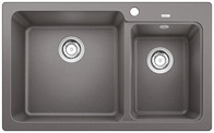 BLANCO NAYA 8, SILGRANIT, alu metallic, w/o drain remote control, Bowl left, 800 mm min. cabinet size