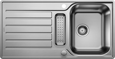 BLANCO LANTOS 5 S-IF, Stainless steel brushed finish, with drain remote control, with colander, reversible, 500 mm min. cabinet size