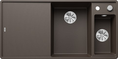 BLANCO AXIA III 6 S-F with pop-up waste, SILGRANIT, coffee, incl. cutting board glass, Bowl right, 600 mm min. cabinet size