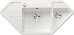 BLANCO LEXA 9 E, SILGRANIT, white, with drain remote control, Bowl right, 800 mm min. cabinet size