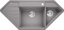 BLANCO LEXA 9 E, SILGRANIT, alu metallic, w/o drain remote control, Bowl right, 800 mm min. cabinet size
