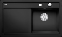BLANCO ZENAR 45 S, Ceramic PuraPlus, black, with drain remote control, Bowl right, 450 mm min. cabinet size