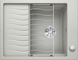 BLANCO ELON 45 S, SILGRANIT, pearl grey, with drain remote control, with accessories, reversible, 450 mm min. cabinet size