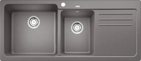 BLANCO NAYA 8 S, SILGRANIT, alu metallic, w/o drain remote control, Bowl left, 800 mm min. cabinet size