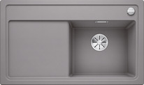 BLANCO ZENAR 45 S, SILGRANIT, alu metallic, with drain remote control, w/o accessories, Bowl right, 450 mm min. cabinet size