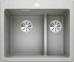 BLANCO PLEON 6 Split, SILGRANIT, pearl grey, w/o drain remote control, Bowl left, 600 mm min. cabinet size