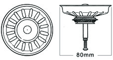 Bonde à panier 3,5" automatique Ø= 80 mm compléte (16 encoche) VI