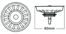 Bonde à panier 3,5" tige Ø= 80 mm compléte (16 encoche) VI