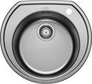 BLANCO RONDOVAL, Stainless steel brushed finish, w/o drain remote control, w/o bowl layout, 450 mm min. cabinet size