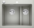 BLANCO PLEON 6 Split, SILGRANIT, pearl grey, with drain remote control, Bowl left, 600 mm min. cabinet size