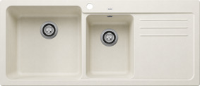 BLANCO NAYA 8 S, SILGRANIT, soft white, w/o drain remote control, Bowl left, 800 mm min. cabinet size