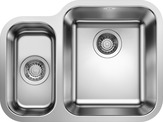 BLANCO S-STYLE 340/180-U, Stainless steel brushed finish, w/o drain remote control, w/o accessories, Bowl right, 600 mm min. cabinet size