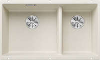 BLANCO SUBLINE 430/270-U, SILGRANIT, soft white, w/o drain remote control, Bowl left, 800 mm min. cabinet size