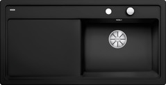 BLANCO ZENAR XL 6 S, Ceramic PuraPlus, black, with drain remote control, Bowl right, 600 mm min. cabinet size