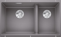 BLANCO SUBLINE 430/270-U, SILGRANIT, alu metallic, w/o drain remote control, Bowl left, 800 mm min. cabinet size