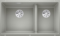 BLANCO SUBLINE 430/270-U, SILGRANIT, pearl grey, w/o drain remote control, Bowl left, 800 mm min. cabinet size
