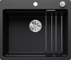 BLANCO ETAGON 6-F, SILGRANIT, black, with drain remote control, with accessories, w/o bowl layout, 600 mm min. cabinet size