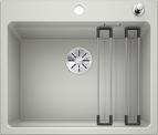BLANCO ETAGON 6, SILGRANIT, pearl grey, with drain remote control, with accessories, w/o bowl layout, 600 mm min. cabinet size