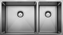 BLANCO QUATRUS R15 435/285-IU, Stainless steel brushed finish, w/o waste fitting, Bowl left, 800 mm min. cabinet size