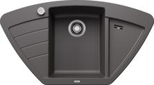 BLANCO ZIA 9 E, SILGRANIT, rock grey, with drain remote control, Bowl centred, 600 mm min. cabinet size