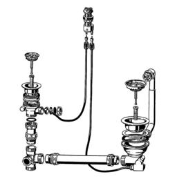 Ablaufgarnitur 1 x 1,5'' Sieb und 1 x 3,5'' Sieb 212577 bis 01/2006 2 x mit Ablauffernbedienung Überlauf rund (ersetzt durch 212577)