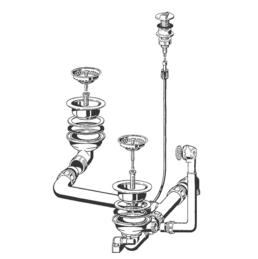 Ablaufgarnitur 2 x 3,5'' Sieb mit Ablauffernbedienung CLASSIC 6 S (ersetzt durch 213084)