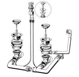 Ablaufgarnitur Doppel-Ablauffernbedienung (2 x 3,5'') Sieb STONE Drehbetätigung chrom