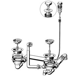 Ablaufgarnitur 2 x 3,5'' Sieb mit Ablauffernbedienung CLASSIC 6 S weiß