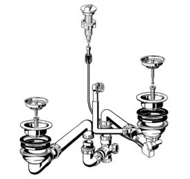 Ablaufgarnitur 3,5'' Sieb mit Ablauffernbedienung und 3,5'' Sieb manuell runder Überlauf (ersetzt durch 223142)