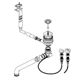 Ablaufgarnitur 3,5'' Sieb mit Ablauffernbedienung eckiger/horizontaler Überlauf Tropfauslauf Rechteck (ersetzt durch 222521)