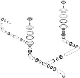 Fitting set 2 x 3.5" without pop-up control overflow round (replaced by 138067 + 118567)