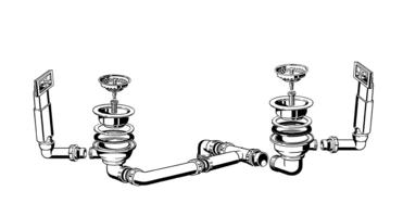 Fitting set 2 x 3.5" without pop-up control 2x overflow rectangular (replaced by 222447)