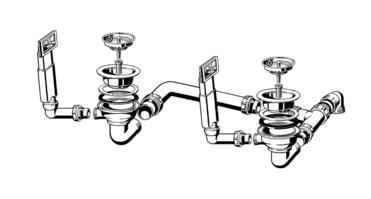 Fitting set 2 x 3.5" without pop-up control 2x overflow rectangular (replaced by 222448)