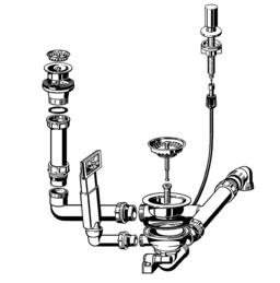 Fitting set 1 x 3.5" + 1 x 1.5" with pull pop-up control overflow rectangular (replaced by 222449)