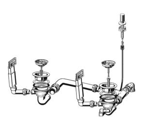 Ablaufgarnitur 2 x 3,5'' Sieb mit Zug-Ablauffernbedienung 2x Überlauf rechteckig (ersetzt durch 222455 und Zugknopf)