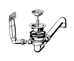 Fitting set 1 x 3.5" without pop-up control overflow rectangular (replaced by 222454)