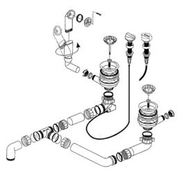 Ablaufgarnitur 2 x 3,5'' Sieb mit Ablauffernbedienung Überlauf rund