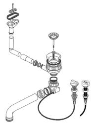 Fitting set 1 x 3.5" with pop-up control overflow oval/horizontal