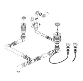 Fitting set 1 x 3.5" 1 x 1.5" with pop-up control overflow round