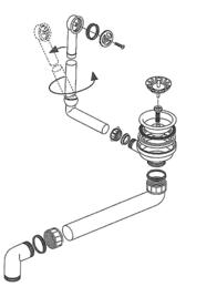 Ablaufgarnitur 1 x 3,5'' Sieb ohne Ablauffernbedienung Überlauf rund