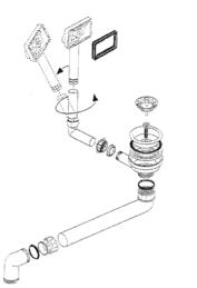 Ablaufgarnitur 1 x 3,5'' Sieb ohne Ablauffernbedienung Überlauf rechteckig (ersetzt durch 236268)