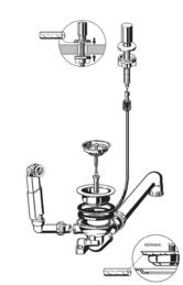 Ablaufgarnitur 1 x 3,5'' Sieb mit Zug Ablauffernbedienung Überlauf rund (ersetzt durch 223293)