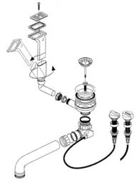 Fitting set 1 x 3.5" with pop-up control overflow rectangular/horizontal