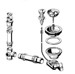 Ablaufgarnitur 1 x 3,5'' Sieb - 1 x 1,5'' Sieb mit Ablauffernbedienung ohne Überlauf (ersetzt durch 227451)