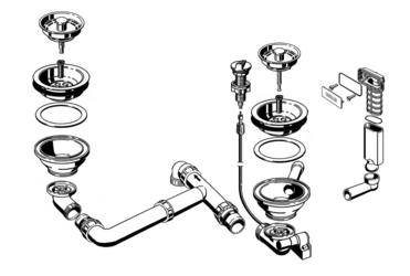 Ablaufgarnitur 2 x 3,5'' Sieb mit Ablauffernbedienung C-overflow modernes Sieb (ersetzt durch 227493) KT