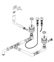 Fitting set 2 x 3.5" with pop-up control overflow rectangular