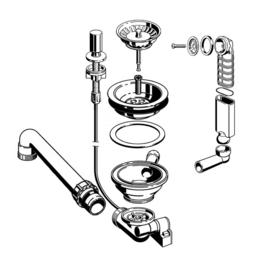 Ablaufgarnitur 1 x 3,5'' Sieb mit Zug-Ablauffernbedienung Überlauf rund (ersetzt durch 224821)