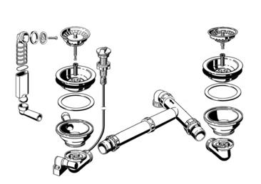 Fitting set 2 x 3.5" with pop-up control overflow round (replaced by 224710 and 126081)