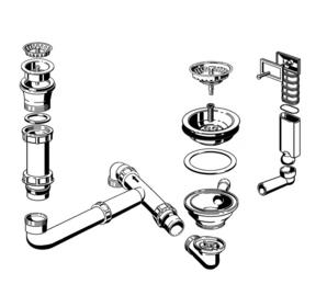 Fitting set 1 x 3.5" + 1 x 1.5" without pop-up control overflow rectangular (replaced by 225079 and 118822)