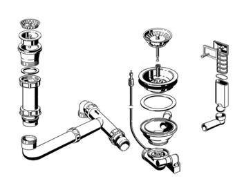 Fitting set 1 x 3.5" + 1 x 1.5" with pop-up control overflow rectangular